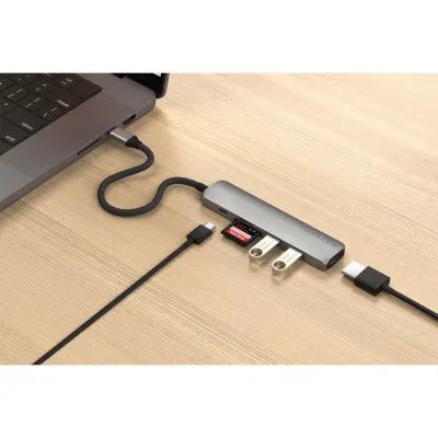 Satechi 6-In-1 USB-C Slim Multiport Adapter (Space Grey) - Digital3d.com.au
